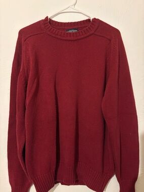 Lands' End Men's Maroon Crewneck Sweater